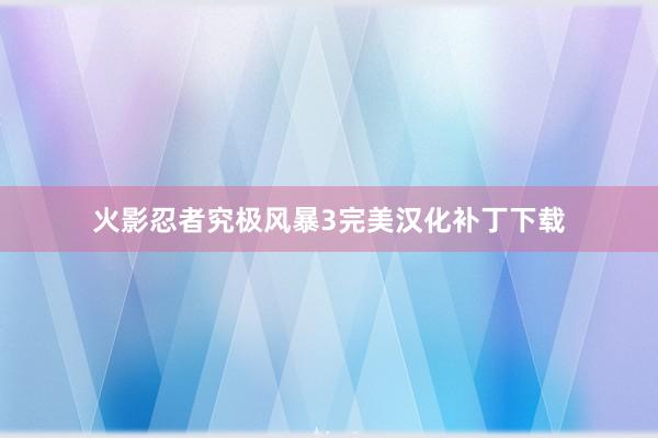 火影忍者究极风暴3完美汉化补丁下载